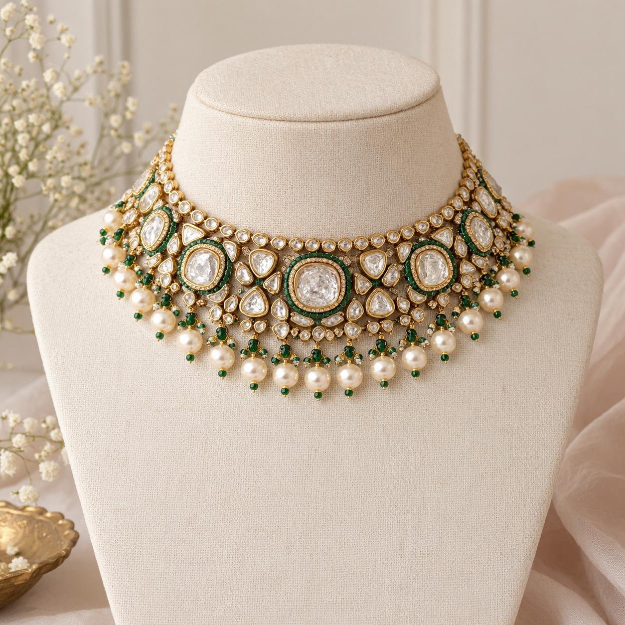 Traditional polki choker necklace